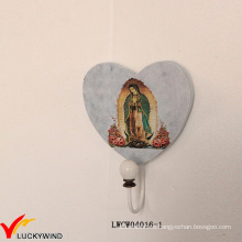 Gancho del corazón de pared de madera de Shabby Chic solo